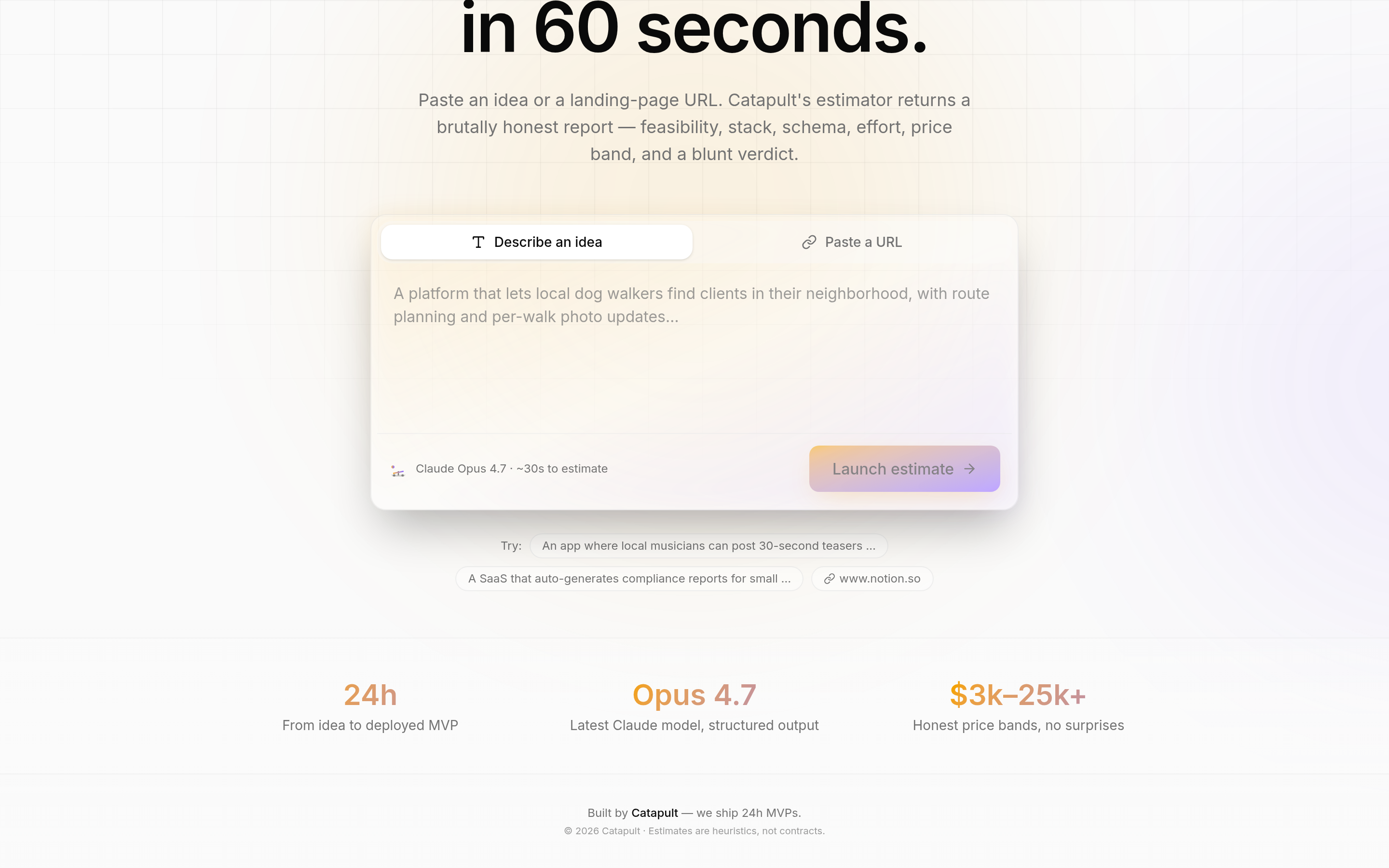 MVP Estimator input — paste an idea, links, or documents